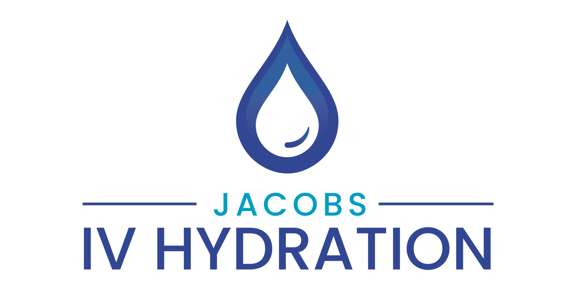 Jacobs iv hydration logo with a drop of water in the middle.