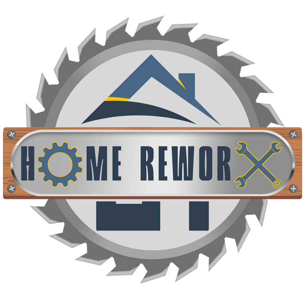 A circular saw blade with the words `` home rework '' written on it.