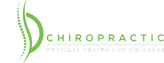 A chiropractic logo with a green spine on a white background.