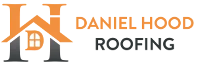 The logo for daniel hood roofing shows a house with a roof.