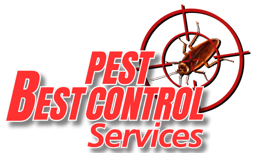 A logo for Best Pest Control Services with a cockroach in a target