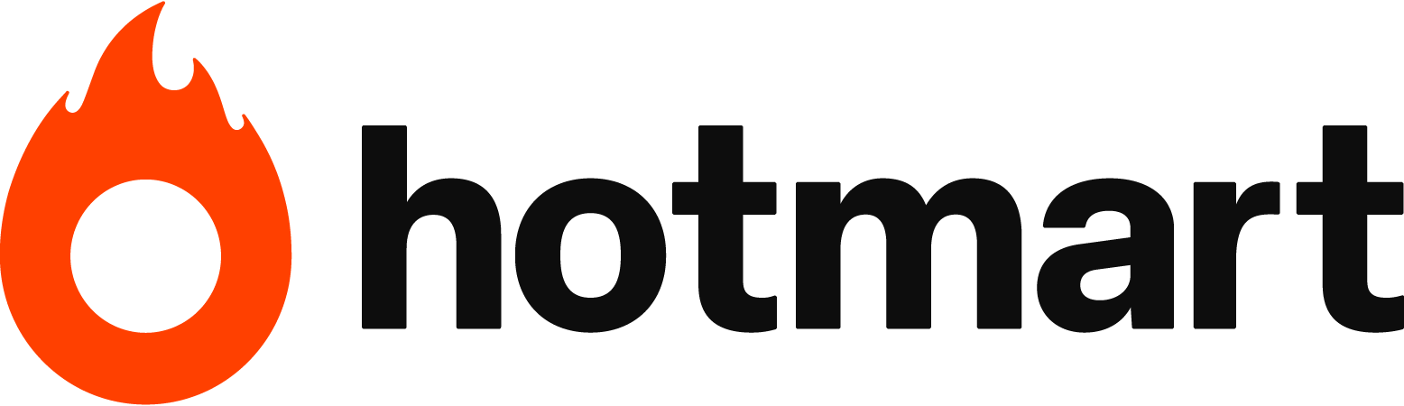 Um logotipo da hotmart com uma chama laranja em um fundo branco.
