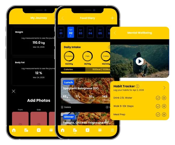 Two black smartphones next to two gray rectangles labeled 
