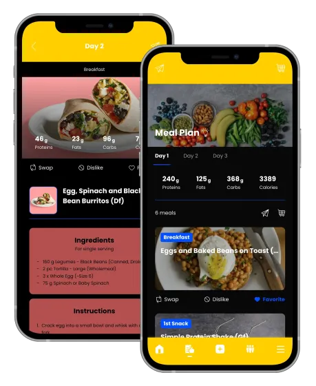 Two smartphones, one larger, displaying placeholder text 