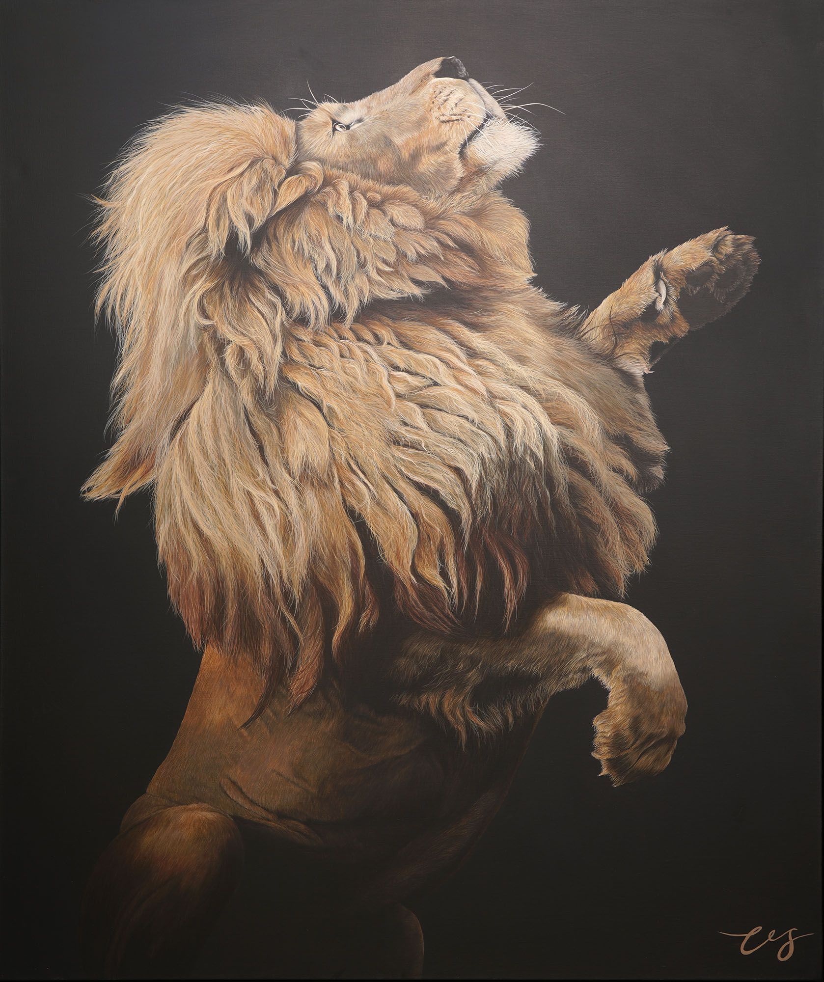 original lion painting to buy by charlotte sutton, artist in london