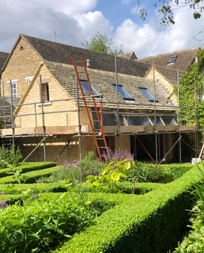 Heritage single story extension garden room being built.