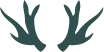 Stylized dark teal antlers or branches on a white background