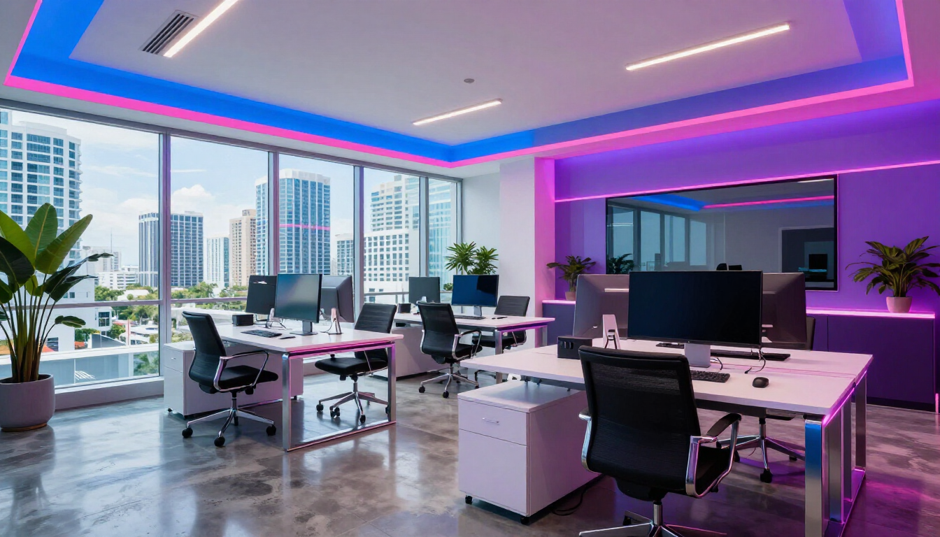 Modern branding studio representing 2026 trends with vibrant colors and sleek design.