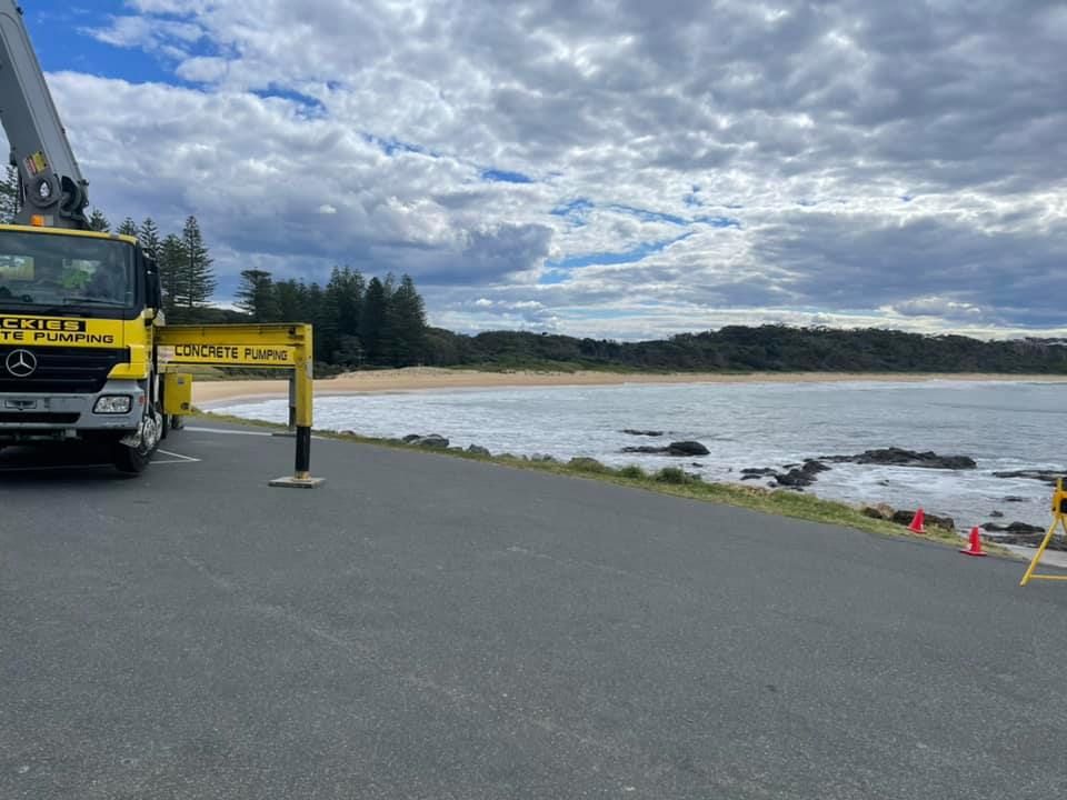 Mackie's Concrete Pumping Truck by the Beach — Mackie’s Concrete Pumping in Pampoolah, NSW