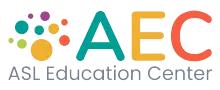 ASL Education Center logo with colorful dots and teal-orange &ldquo;AEC&rdquo; text