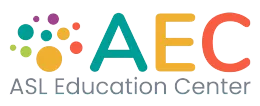 ASL Education Center logo with colorful dots and teal-orange &ldquo;AEC&rdquo; text