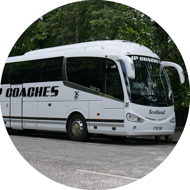 side view of private hire bus