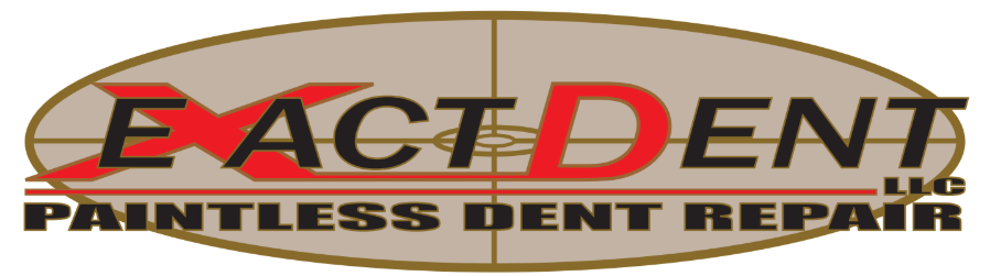 A logo for exact dent painless dent repair