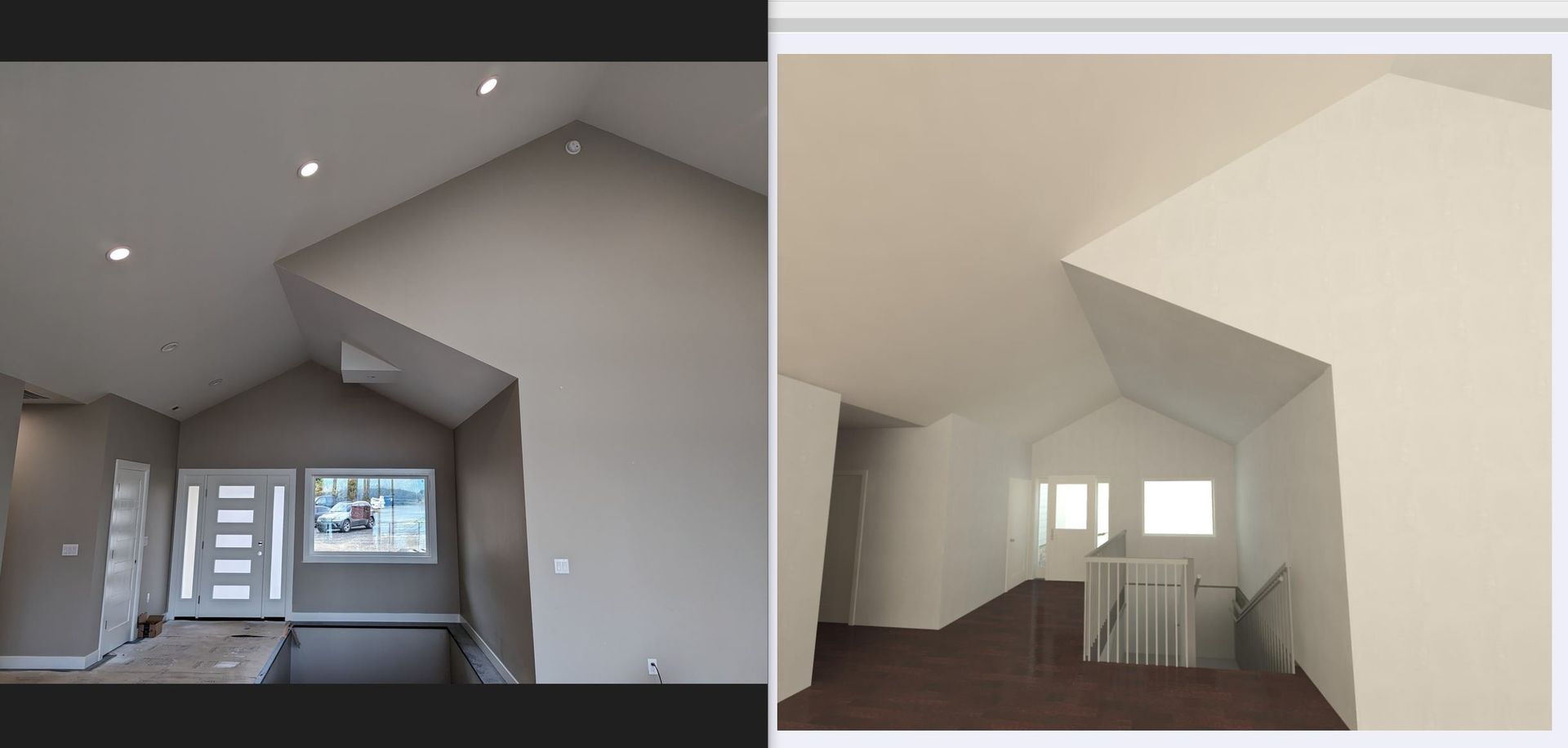 A picture of a house before and after being painted