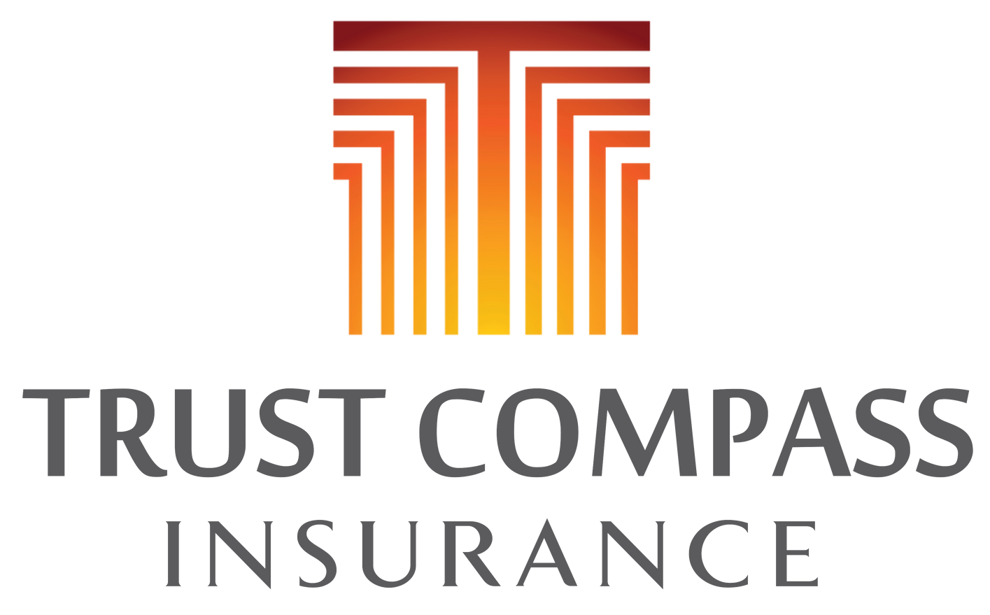 Trust Compass Insurance logo: Orange and yellow