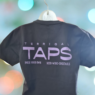 A Black T-shirt That Says Terrigal Taps Pour Your Own Beer-Wine-Cocktails — CKM Screen Printing in West Gosford, NSW