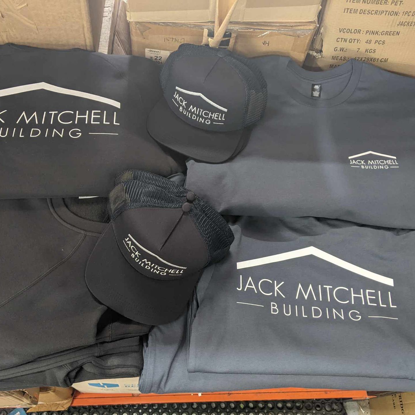 Hats and T Shirts With Jack Mitchell Building Printed On Them - CKM Screen Printing in West Gosford, NSW
