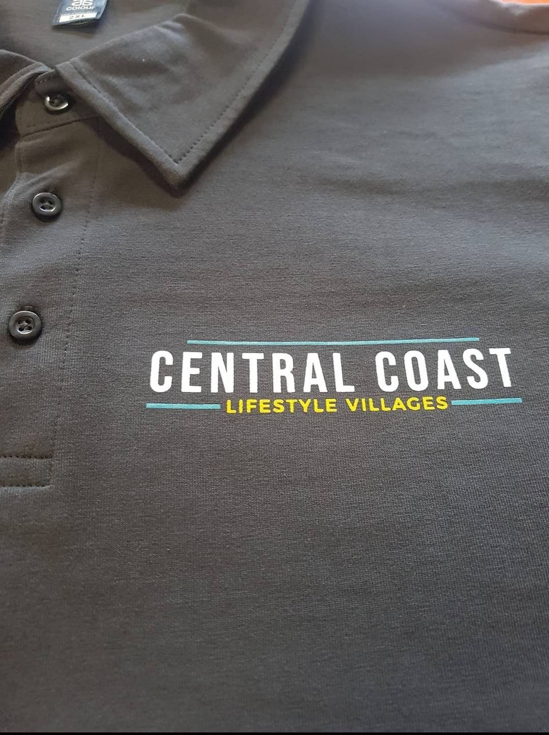 Black T Shirt With Screen Printing — CKM Screen Printing in West Gosford, NSW