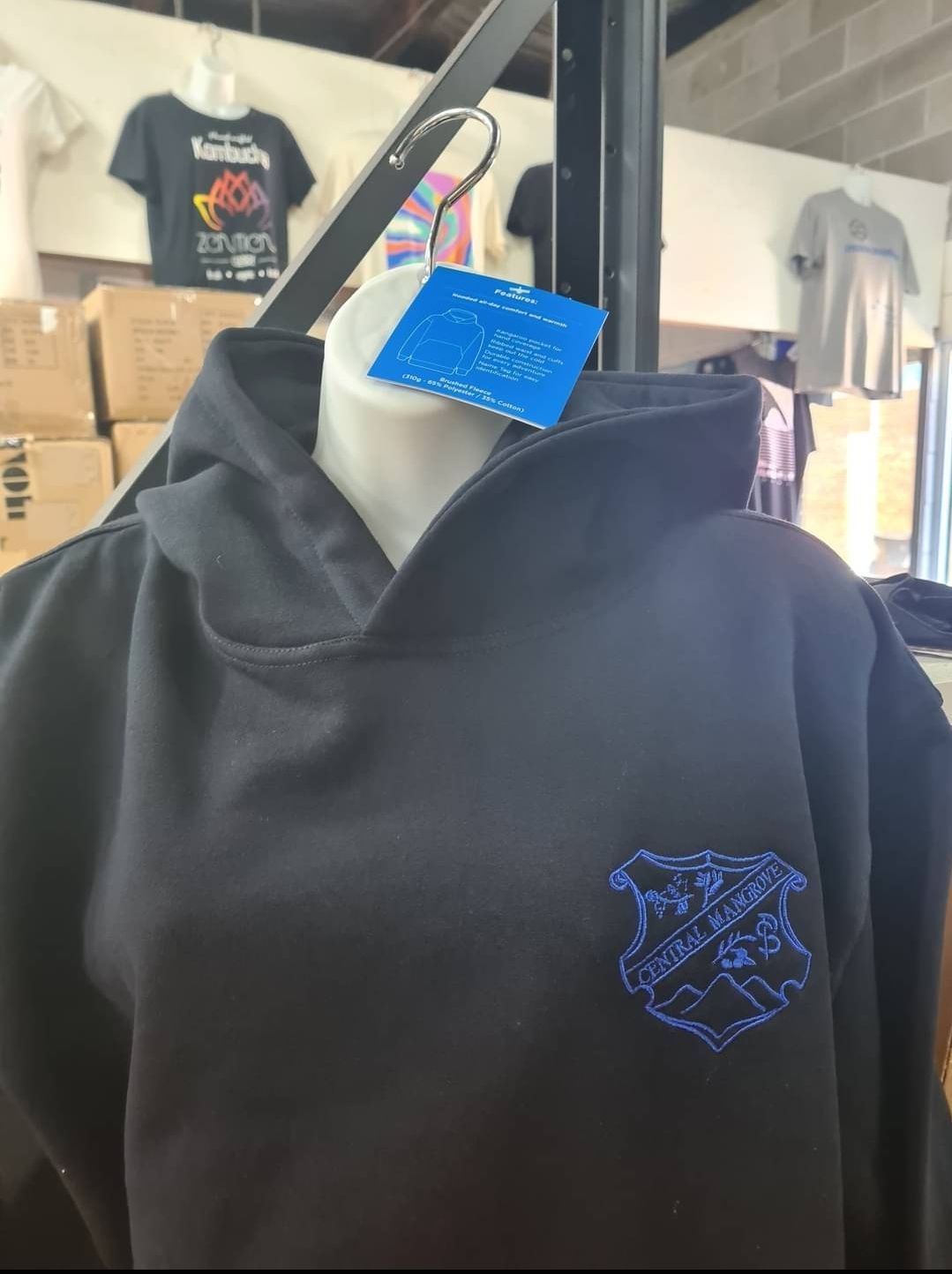 Embroidered Black Hoodie — CKM Screen Printing in West Gosford, NSW