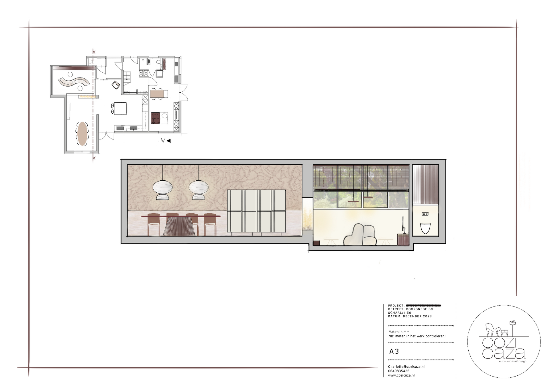 tekening doorsnede woning