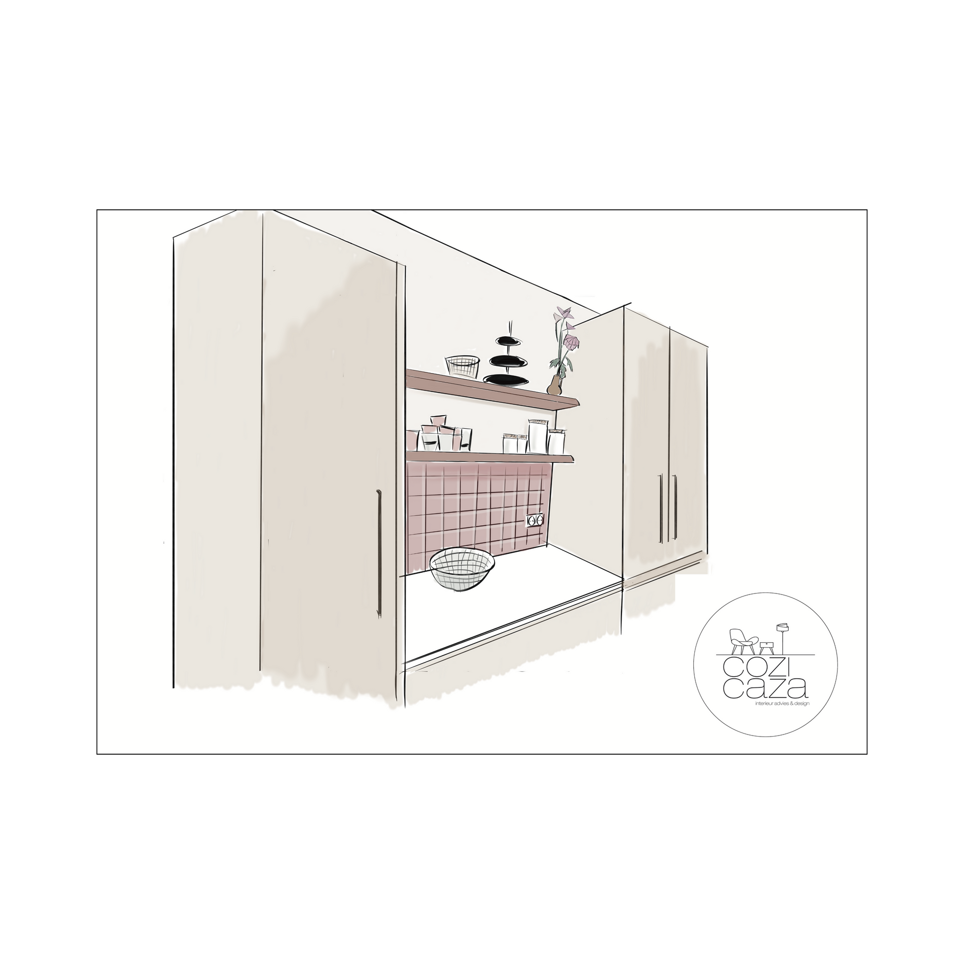 Tekening van keuken 3D