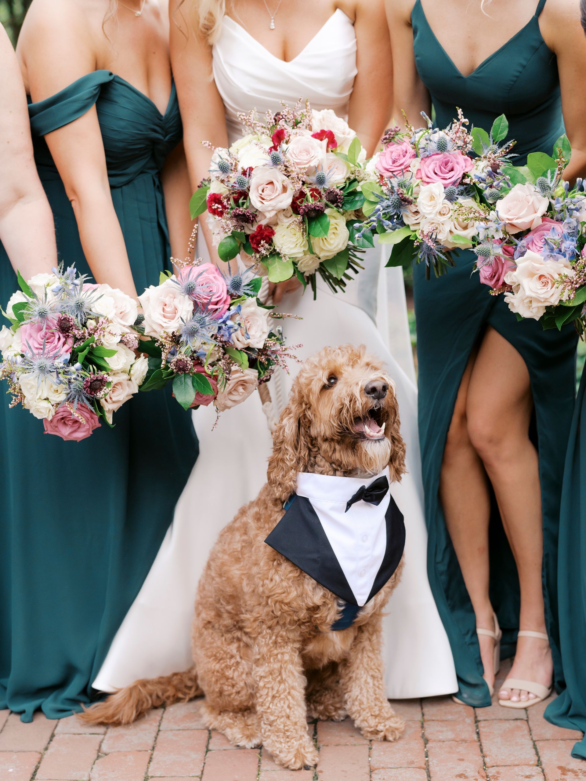wedding flowers with bridesmaids