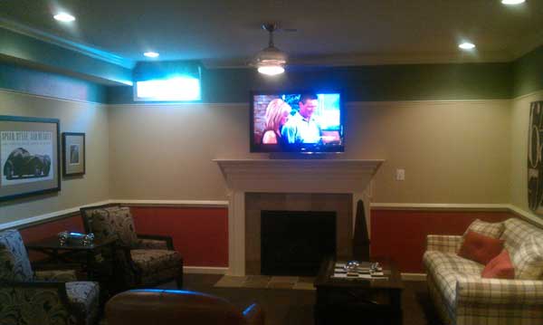 Patios Installation — TV above the fire pit in the living room in Woodbridge, VA