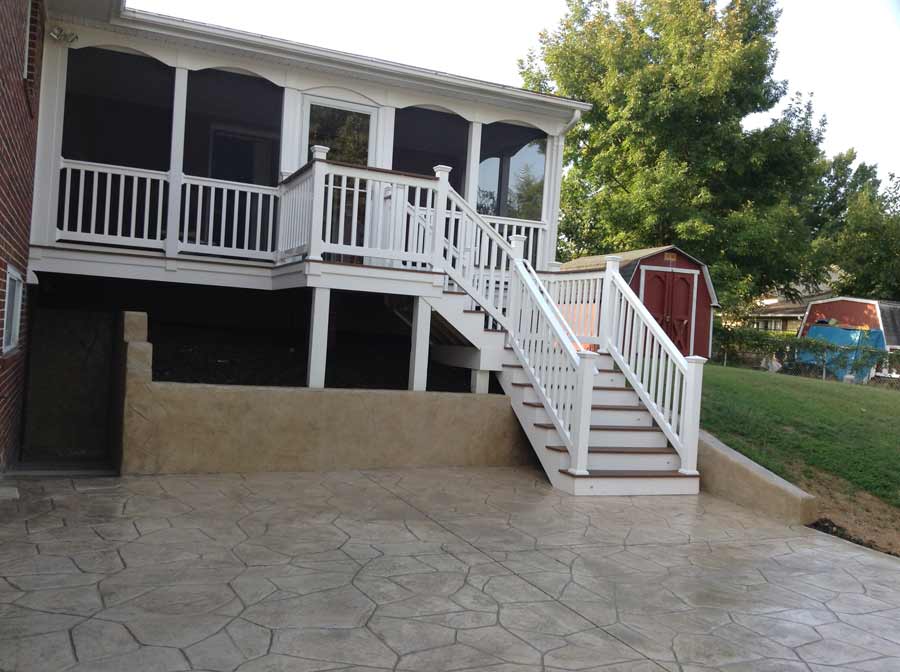 Sliding Patio Doors — Stair of deck and patterned flooring in Woodbridge, VA