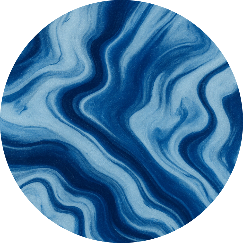 Blue marbled pattern in a circular shape.