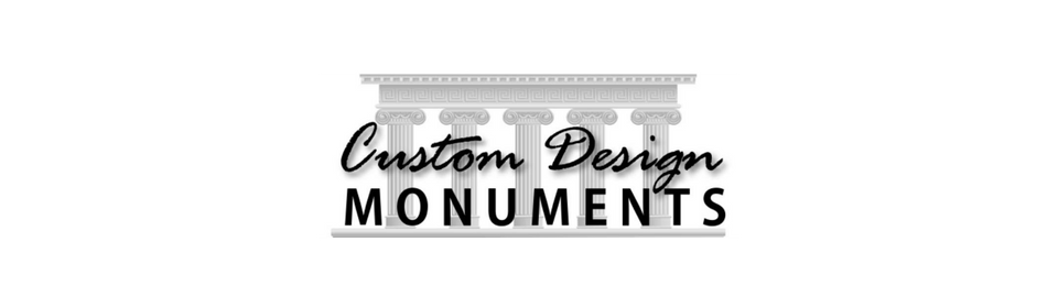 A black and white logo for custom design monuments