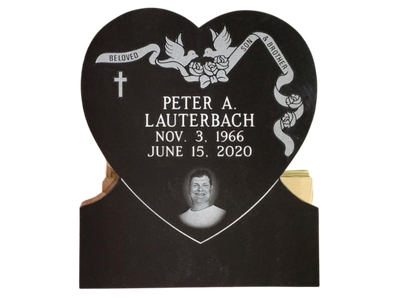 A heart shaped grave marker for peter lauterbach