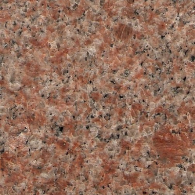 A close up of a red granite