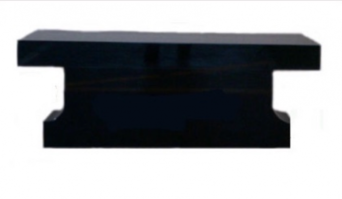 A gray and white stone bench on a white background