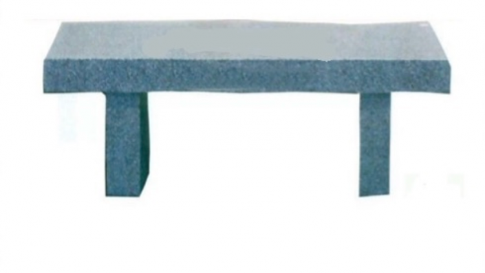 A blue stone bench with a white background