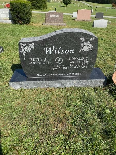 A gravestone in a cemetery with the name wilson on it