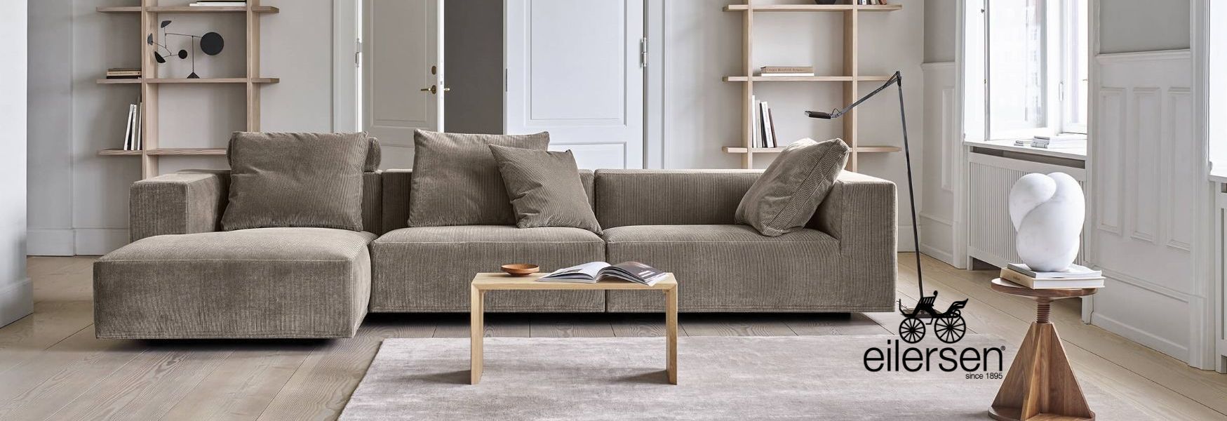 Eilersen Baseline showing left side facing chaise, center section and right side facing end module.