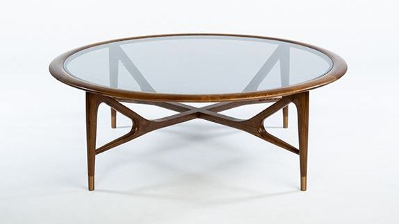 Centro 43 inch round glass top coffee table