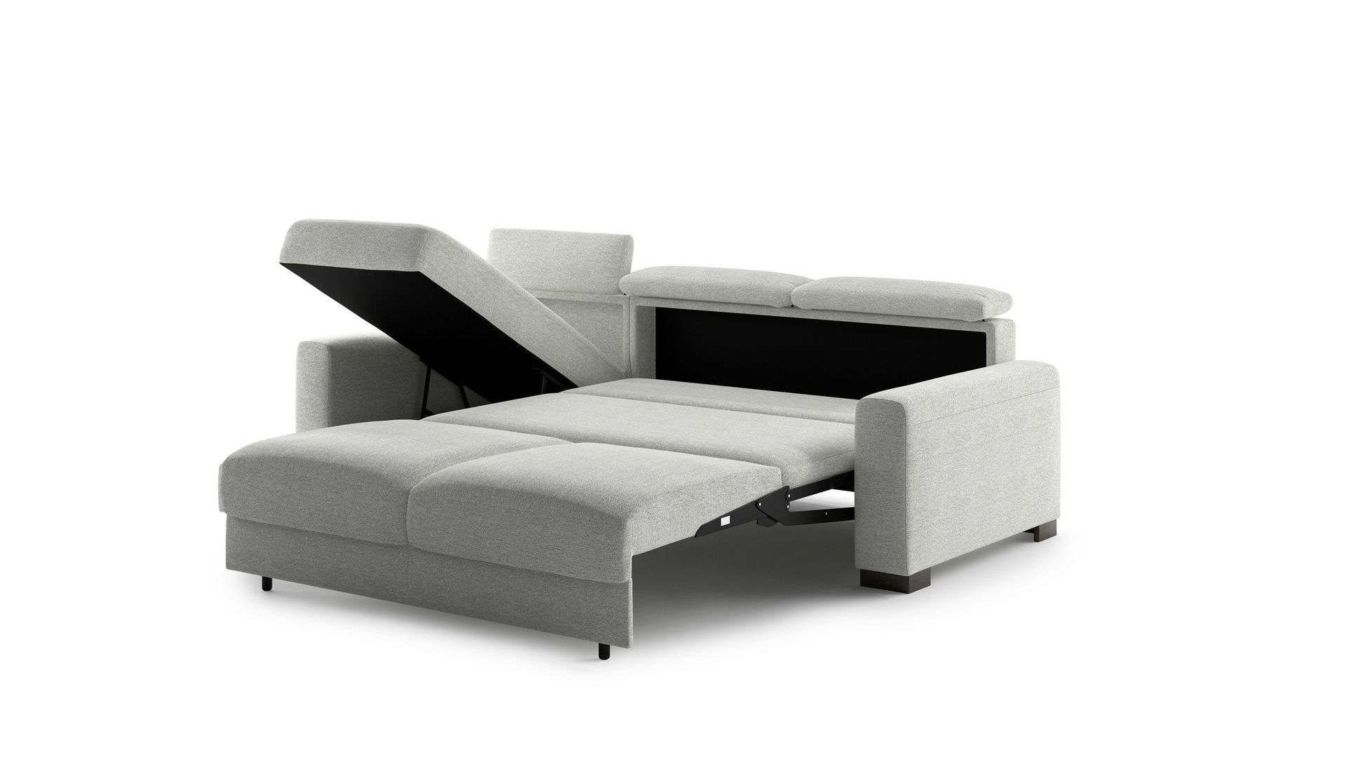 Elliot Sectional with Queen size bed on the right and storage chaise on the left.