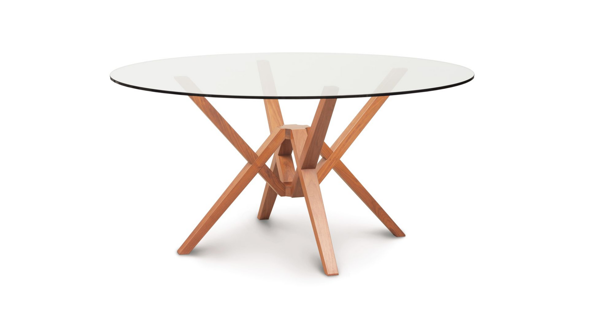 Exeter Round Glass top Dining table In Cherry