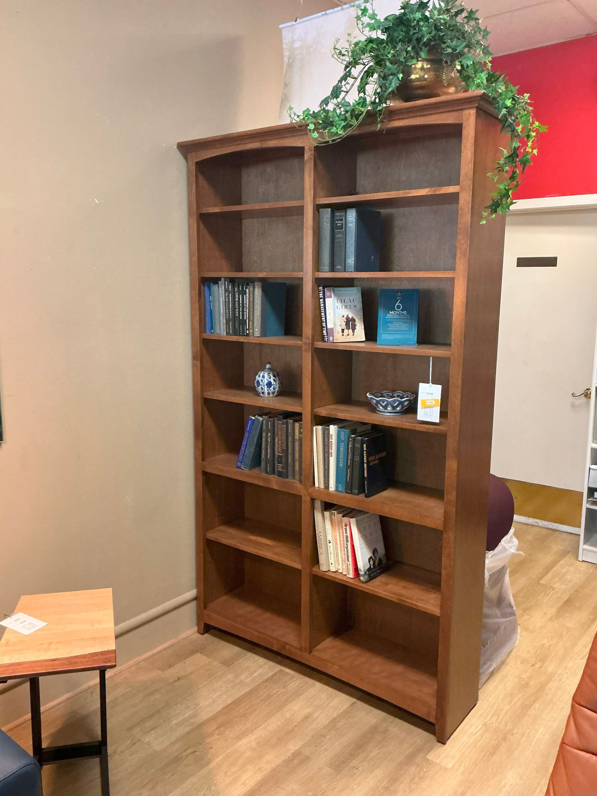 Whittier McKenzie book case in Hazelnut stain.