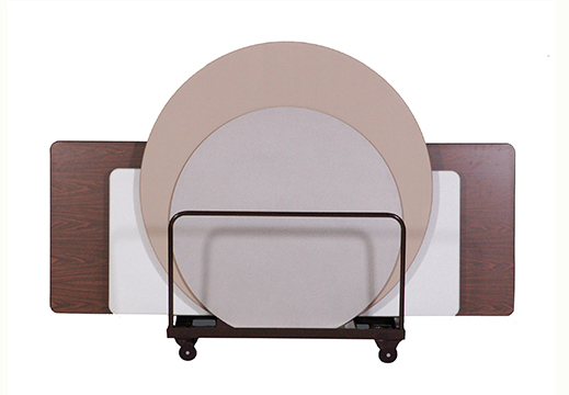 Three plates are stacked on top of each other on a table