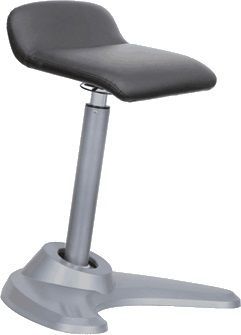 A black stool with a gray base on a white background.