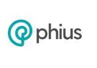The logo for phius is a blue and black logo with a circle in the middle.