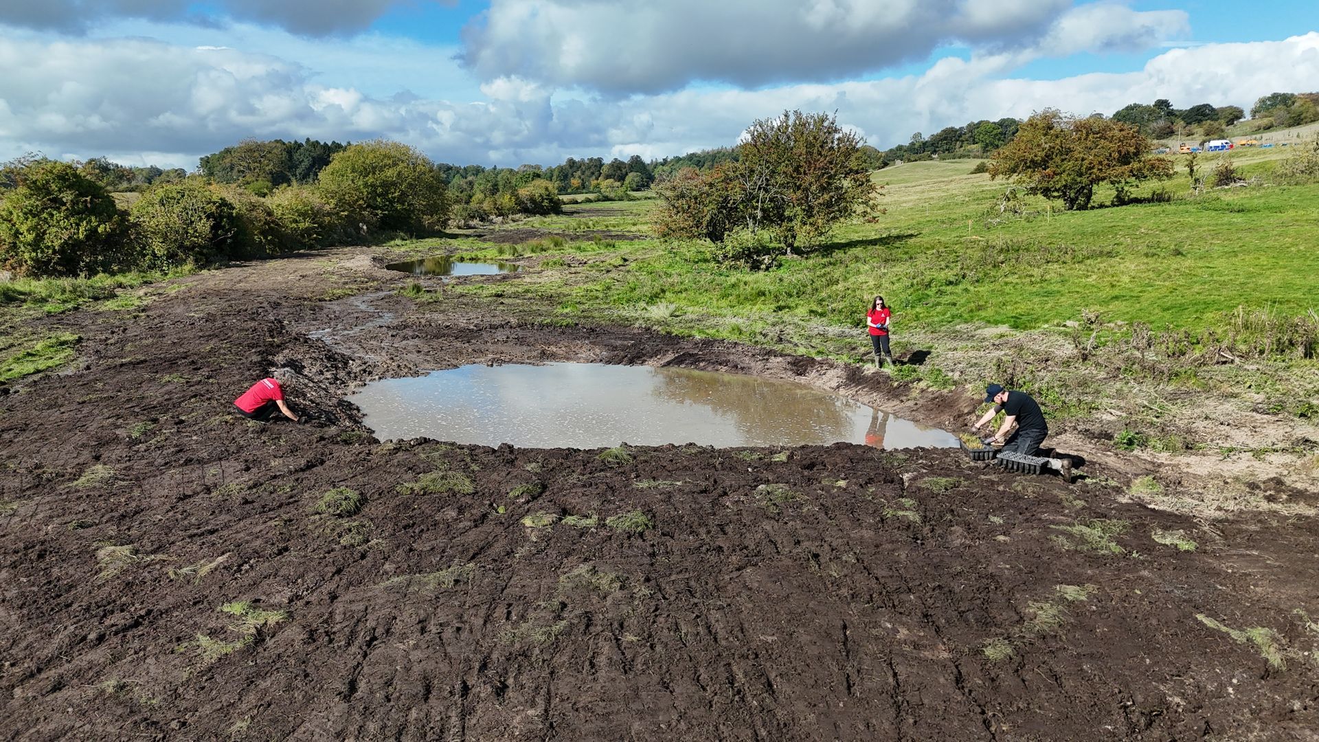 A scrape or pond created to support natural flood management - credit Ousewem