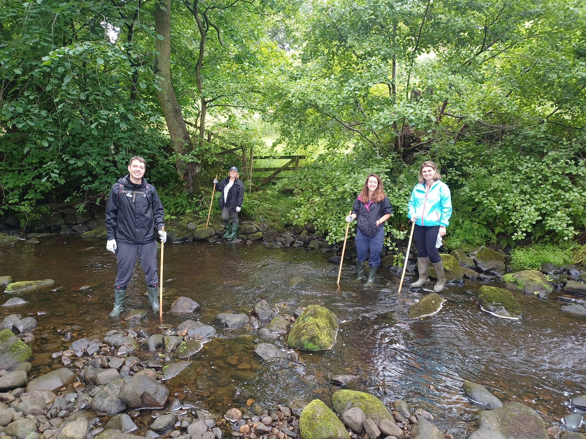 Clearing Himalayan balsam from a river bank
