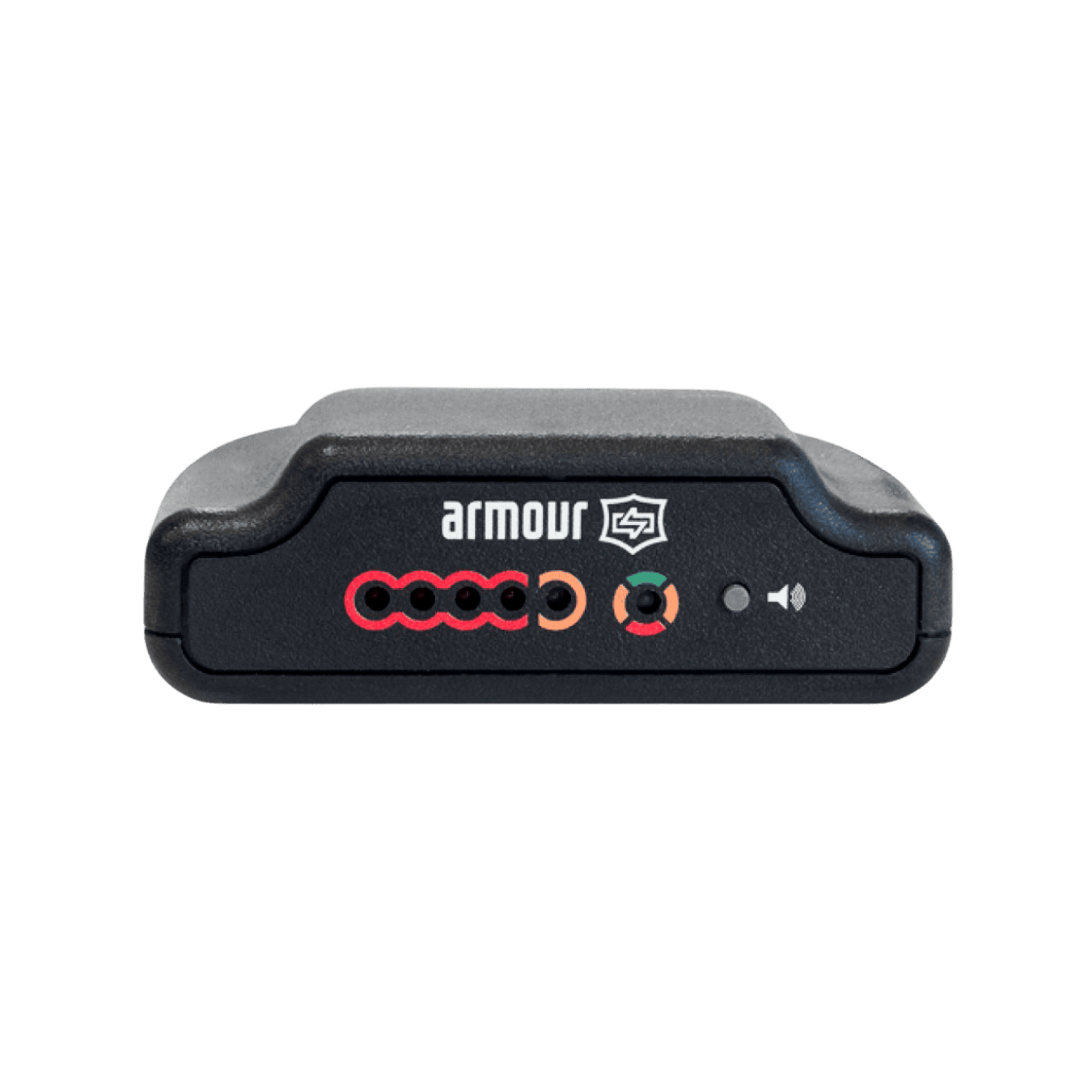 A black rectangular Armour brand device with a row of five red dots and one green circle indicator light.
