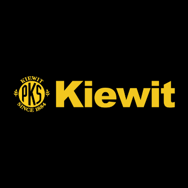 Yellow Kiewit logo with PKS emblem on a black background