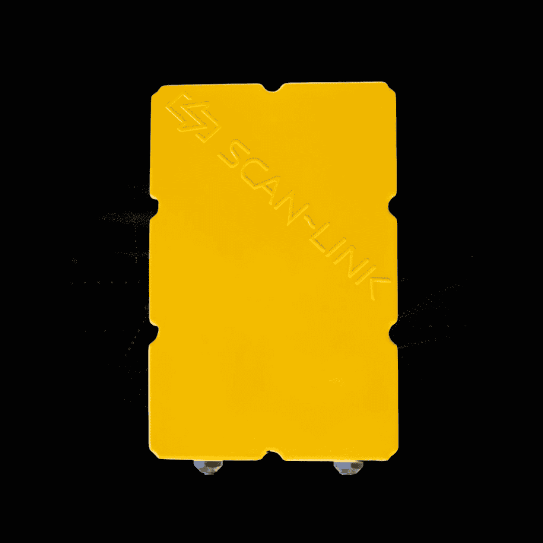 Black Scan-Link device with a red button, circular lights, and WiFi symbol on a black background.