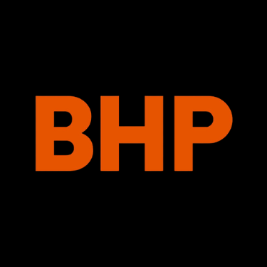 Orange “BHP” letters on a black background.