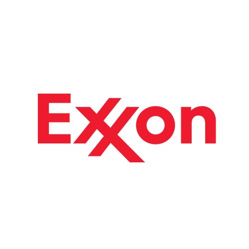 A red and white logo for exxon on a white background